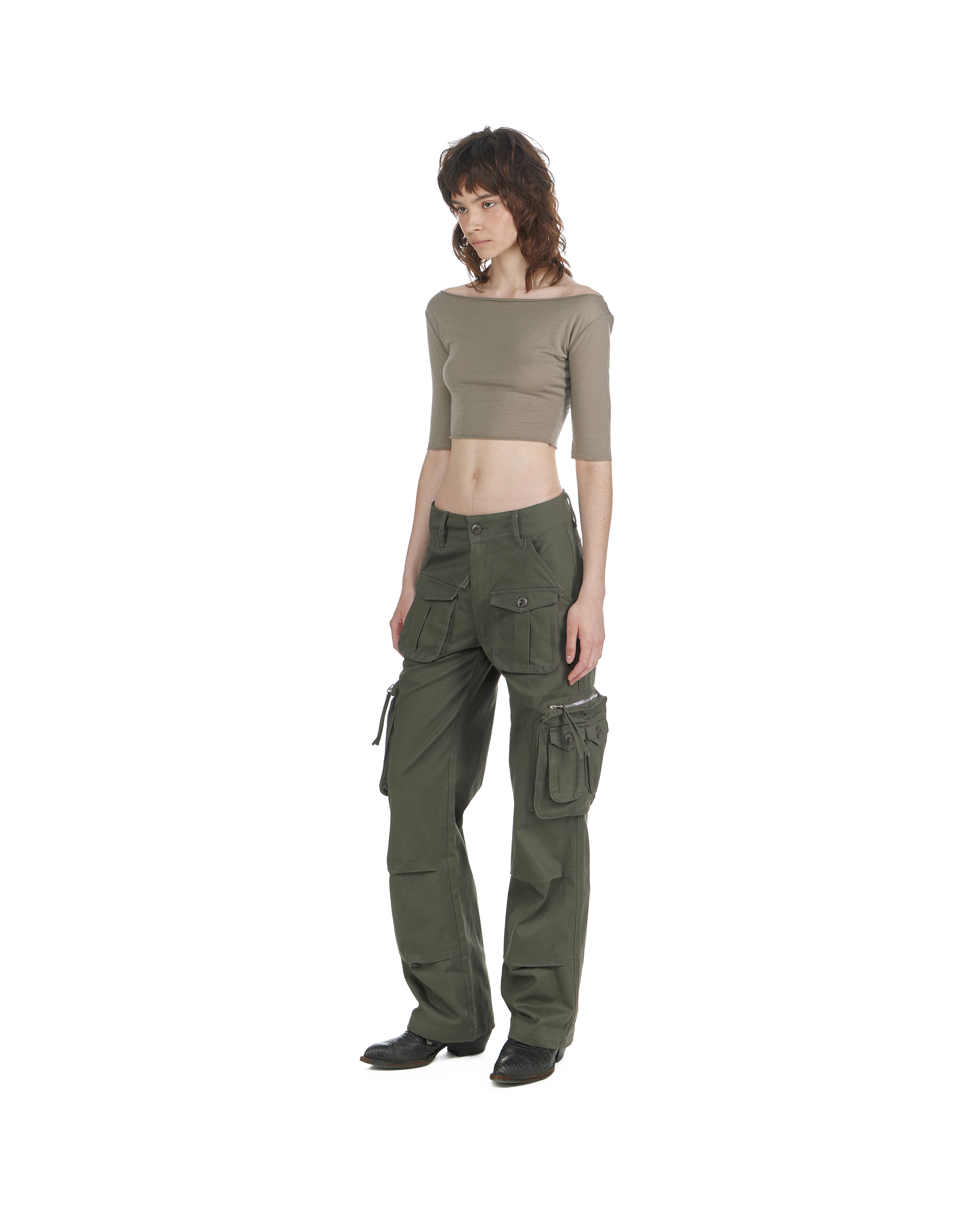 'I'm at work' cargo pants, army green 