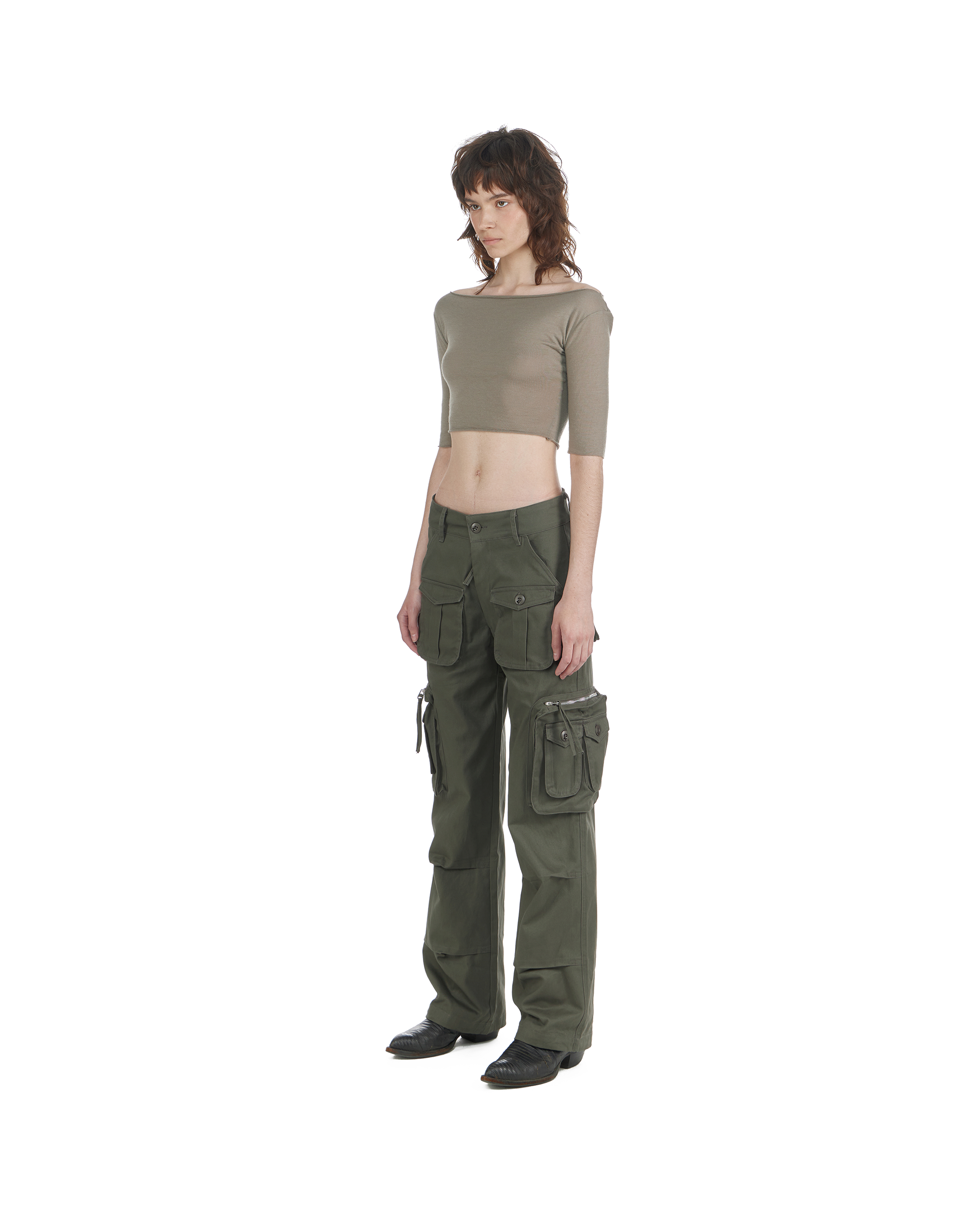 'I'm at work' cargo pants, army green 