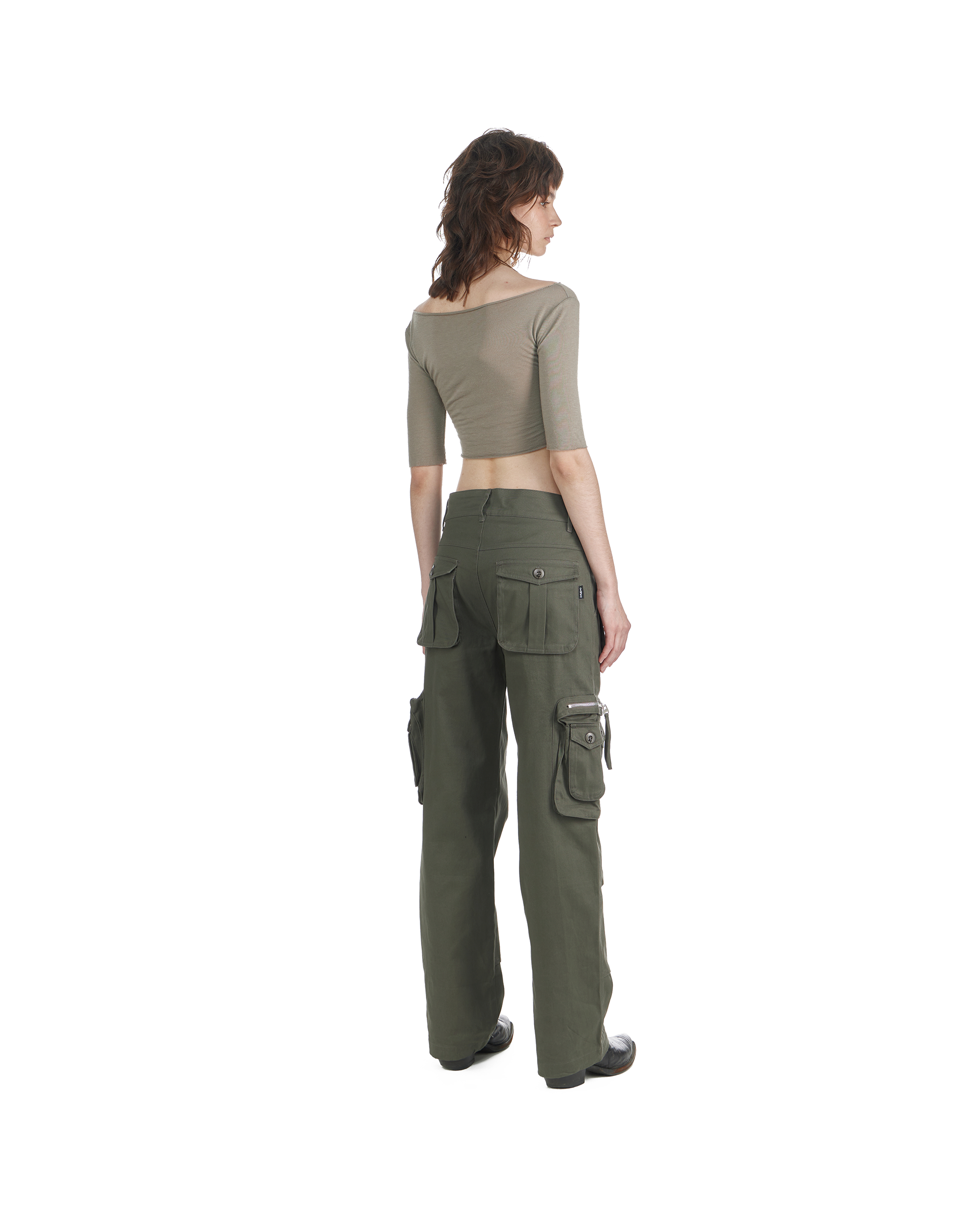 'I'm at work' cargo pants, army green 