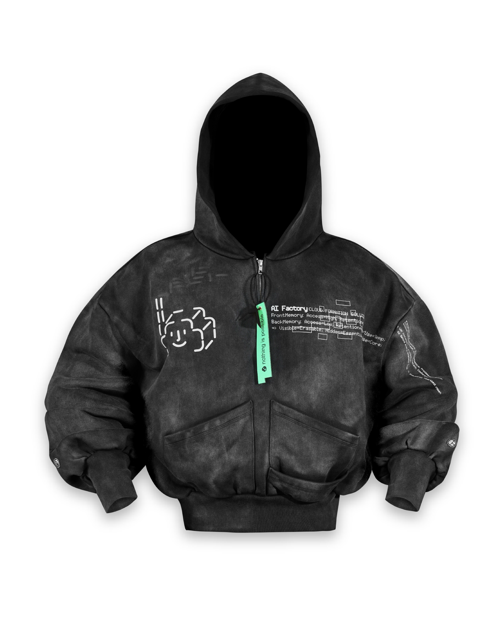 'VINTAGE TECH TEAM' hoodie, black