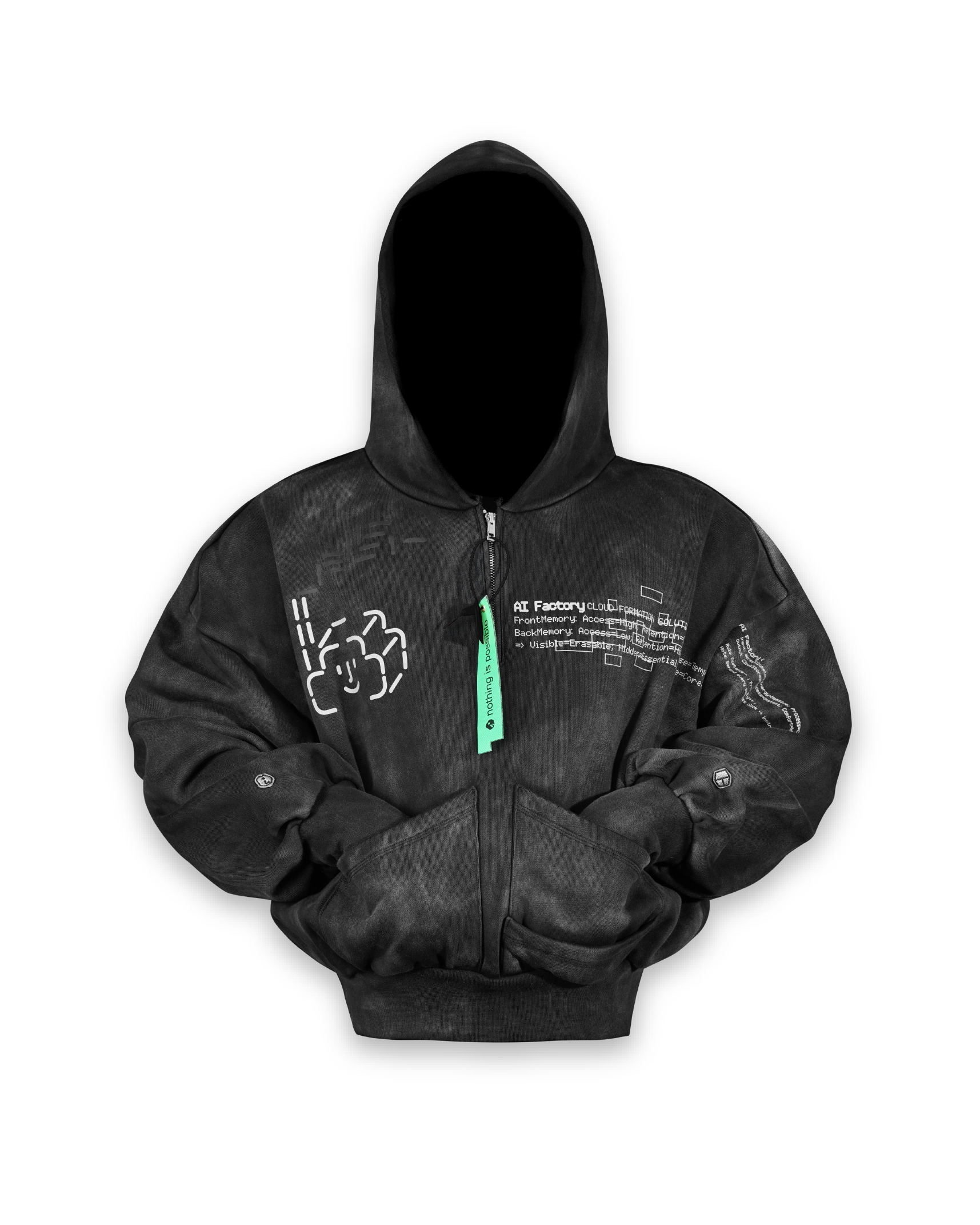 'VINTAGE TECH TEAM' hoodie, black