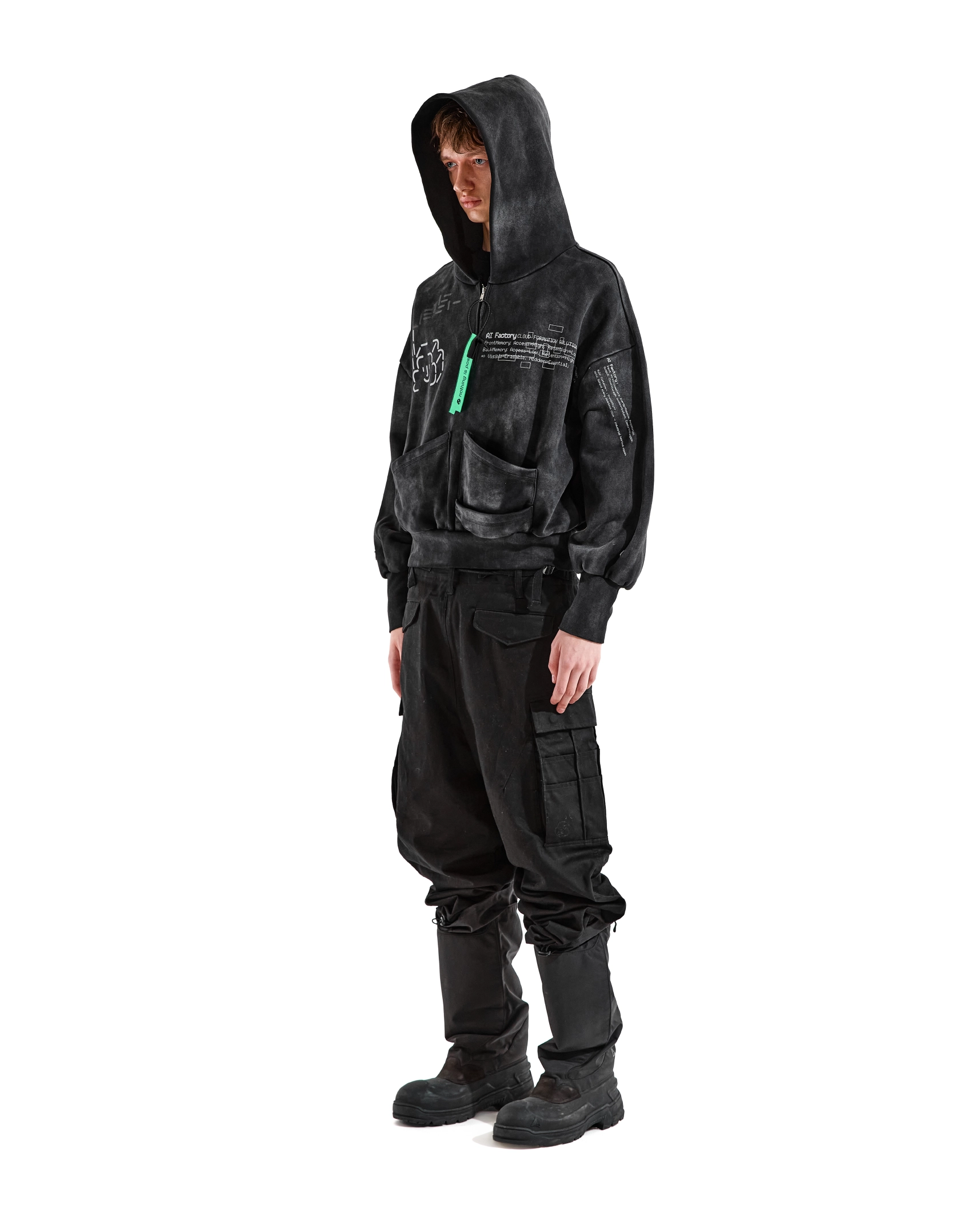 'VINTAGE TECH TEAM' hoodie, black