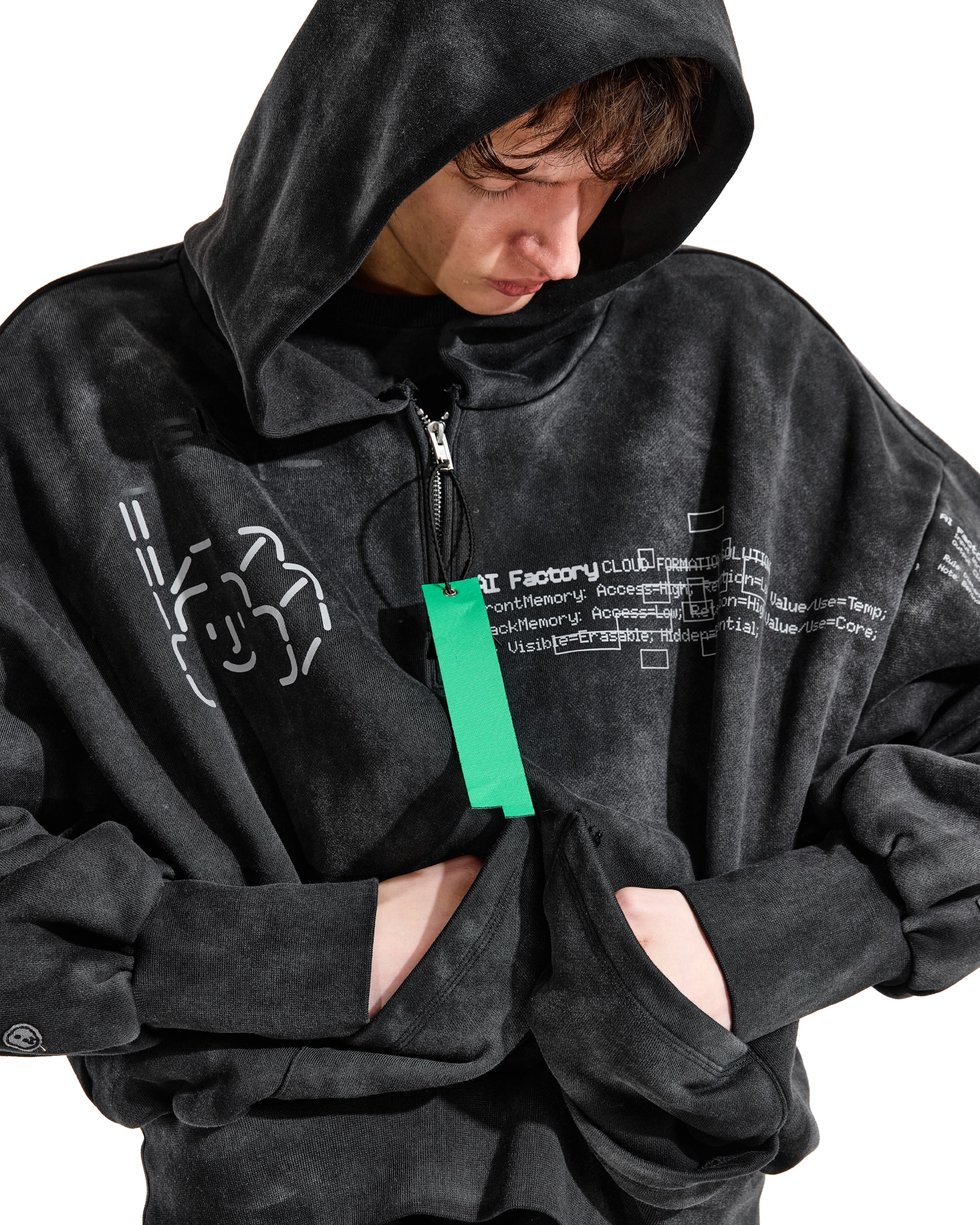 'VINTAGE TECH TEAM' hoodie, black