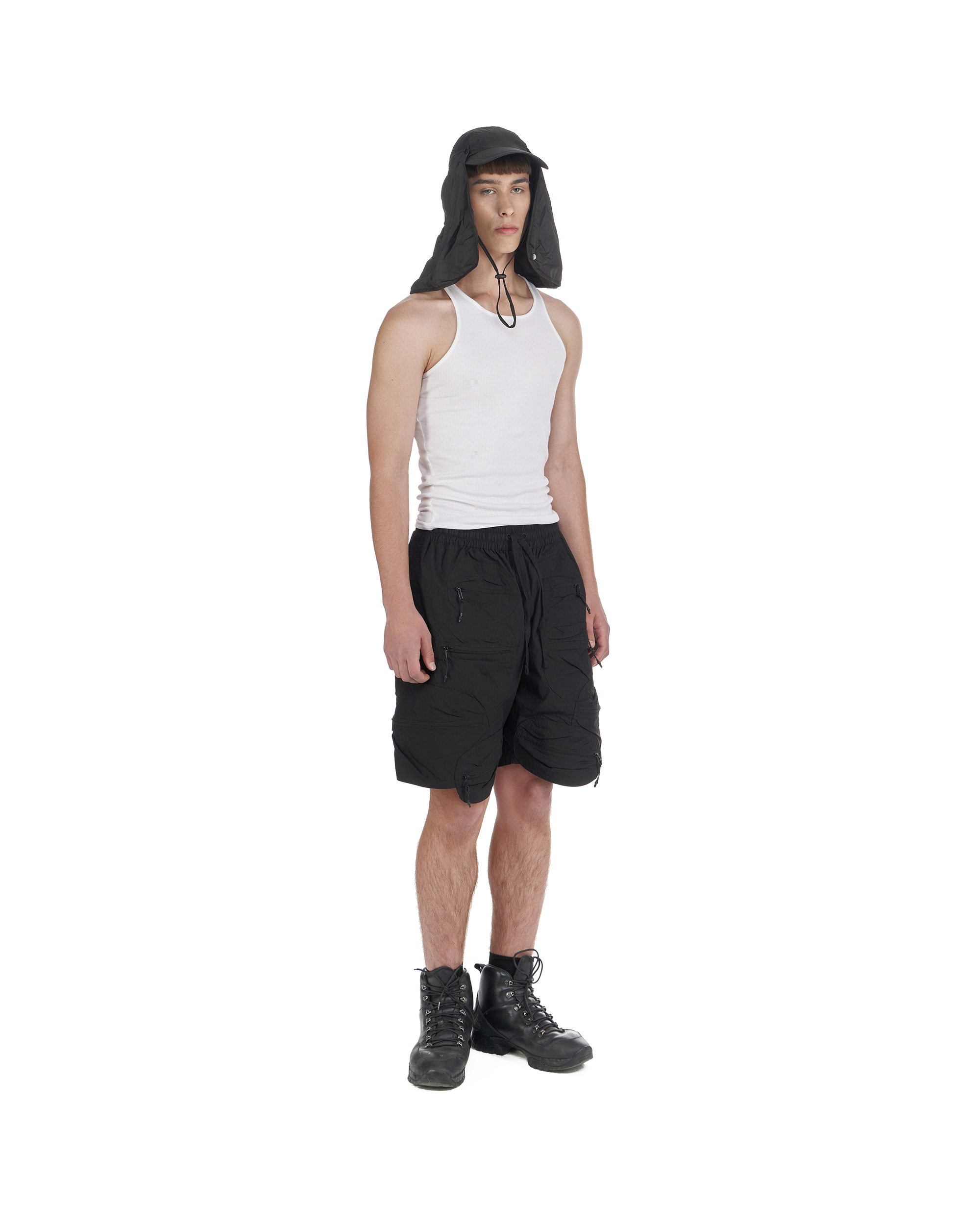 'pebble' nylon shorts, black