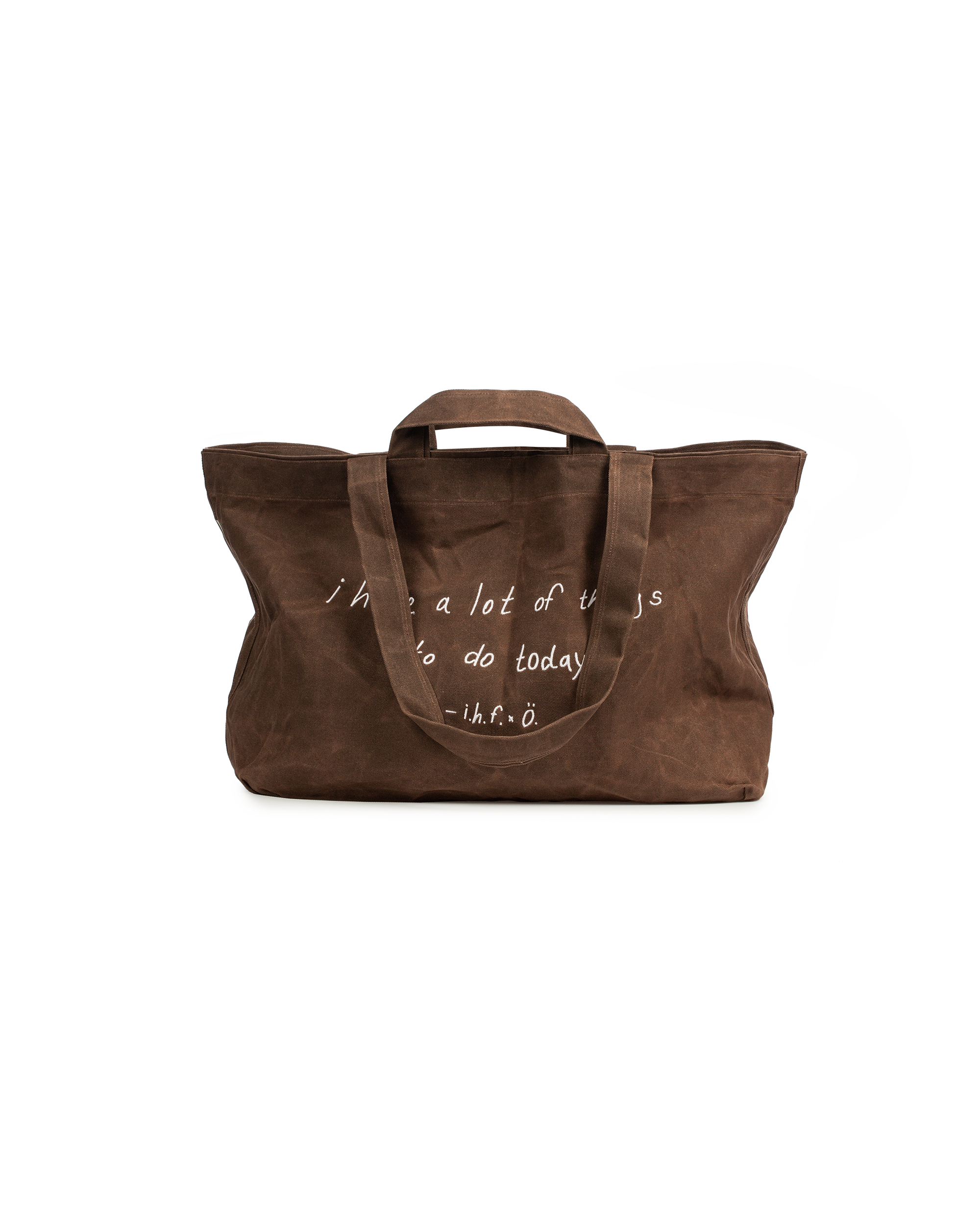 'to do' waxed canvas bag, brown