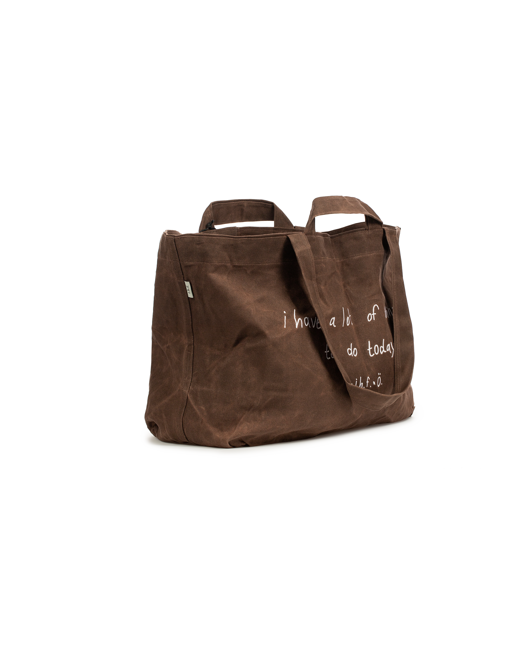 'to do' waxed canvas bag, brown